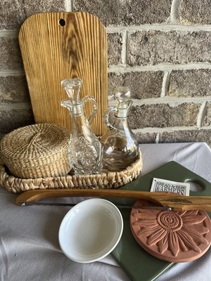 Bread Dipping Set Vintage Bread Slicer Warmer Cruets Olive Plate Serving Set