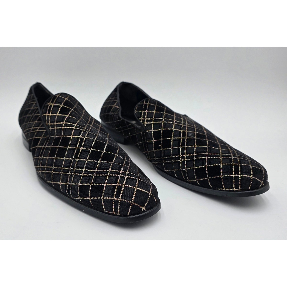 After Midnight Gold Sequin Men\'s Slip On Loafers with Golden Metal Horn Bits Amazon.com | CMM Shiny Slip On Metallic Glitter Loafers for  main image 3