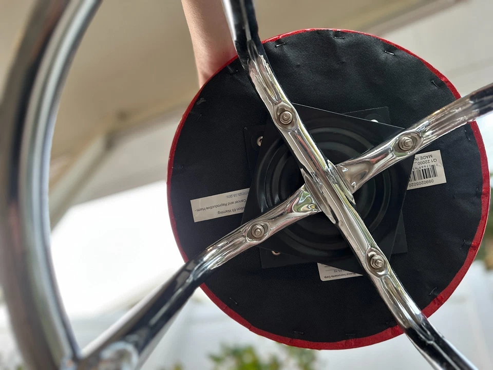 Taburete de bar a rayas Ender Custom Shop 24" altura de mostrador - lado rojo brillante - Sw Foto 4 de 4