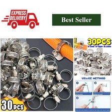 Stainless Steel Worm Gear Hose Clamps Adjustable Pipe Fuel Water 8-25mm