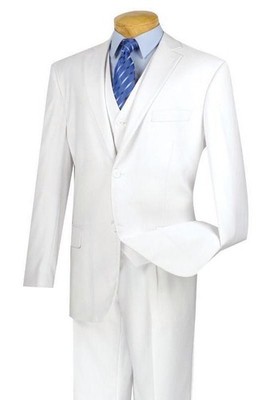 Vinci Men's Regular Fit 3-Piece Solid Color Suit
