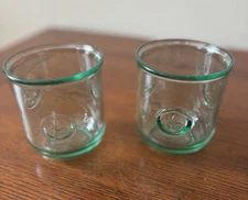 San Miguel Authentic Recycled Glass Goblets Blue Green Vintage Style Set of Two