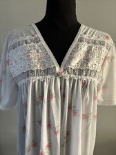 Vintage NWT Carriage Court Sears Nightgown Pajamas Medium 12-14 Floral Lace