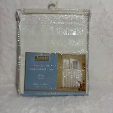 Jubilee Embroidered Window Curtain Tiers Set 60"x36" Pamela White Elegant Decor