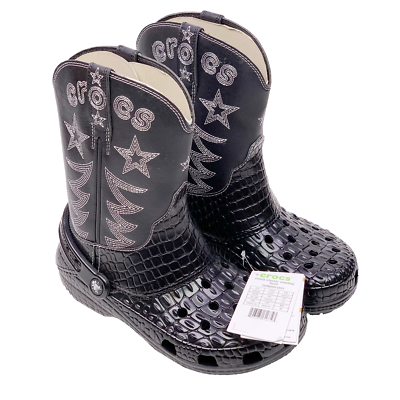 Crocs Cowboy Boot Classic 208695-001 Unisex 5M-7W Black Crocskin