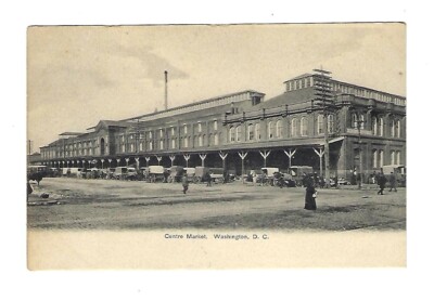 c1909 Post Card Centre Market Washington D.C. Horse & Carriage