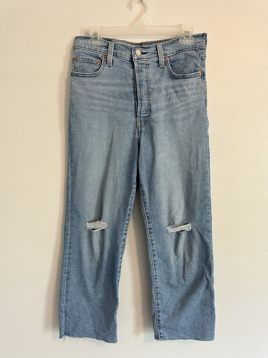Levi's Rib cage Straight Ankle Button Fly Light Wash Denim Jeans