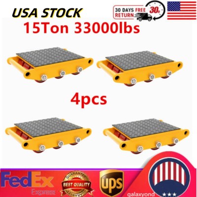 4 PCS 15T Machine Mover Roller Machinery Moving Skate Heavy Duty Cargo Trolley