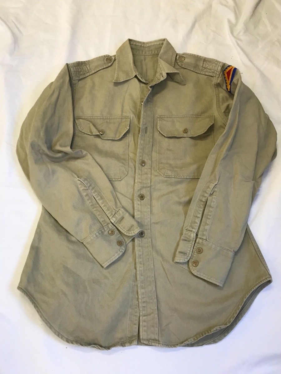 US ARMY KOREA WAR KHAKI COTTON FATIGUE SHIRT 7th ARMY JMTC 