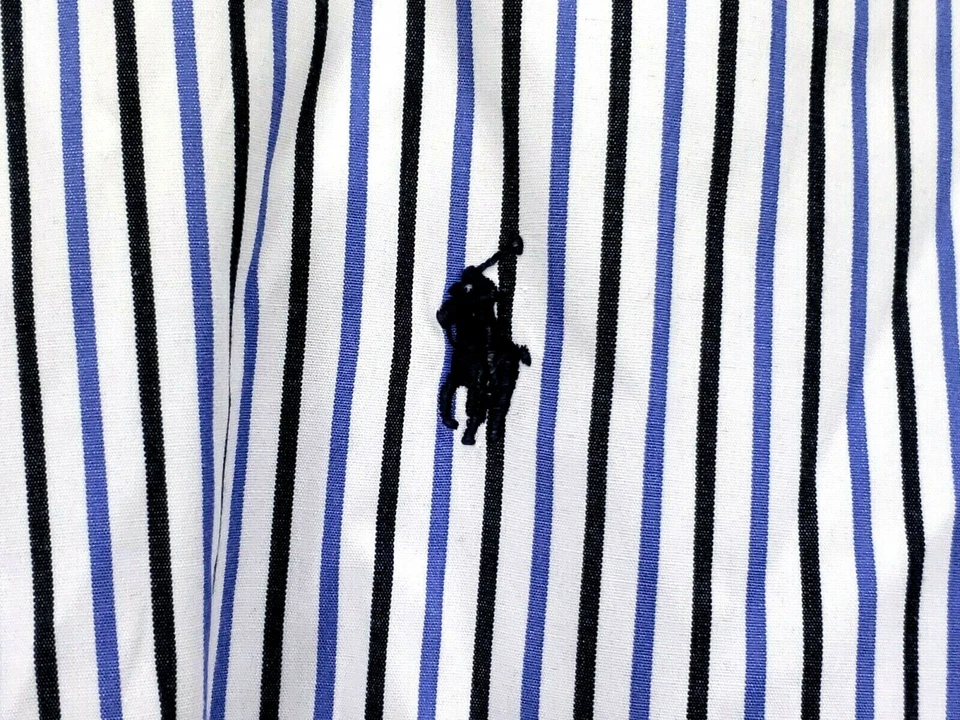 Camisa deportiva Ralph Lauren para hombre sin etiqueta de talla L/S abotonada blanca/negra/púrpura Foto 4 de 4