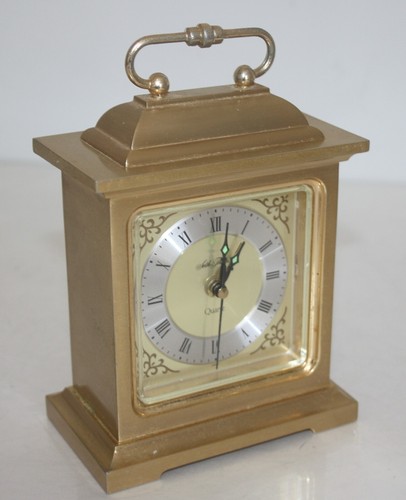 Seth Thomas Gold Metal Alarm Mantle Clock - Picture 8 of 8