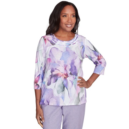 ALFRED DUNNER SIZE XL TOP CRYSTAL SPRINGS 2025 FLOWER TOP NEW WITH TAGS