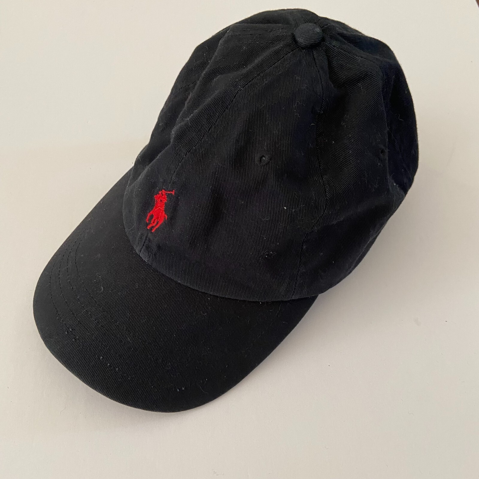Polo Ralph Lauren Berretto Baseball Uomo Nero con Rosso Pony OS Cappello Regolabile