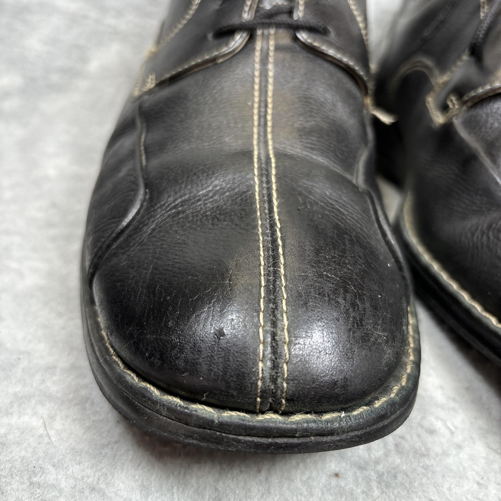 SAOLA Scarpe Johnston & Murphy 9 5 M nere Shuler punta bicicletta derby punto a contrasto