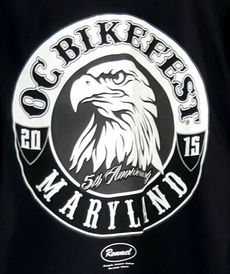 OC Bikefest 2015 5th Anniversary Maryland Men's Graphic T-Shirt Black XL NWOT