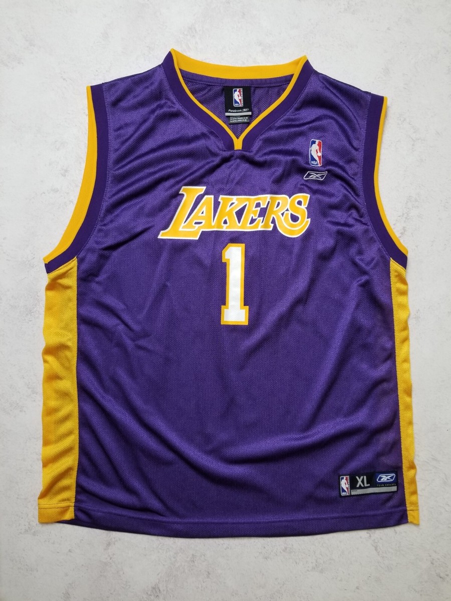 Vtg Reebok Los Angeles Lakers NBA Knight #1 Purple Jersey Youth XL