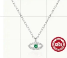 Evil Eye Necklace Sterling Silver Chain Lucky Blue Turkish Amulet Nazar Greek