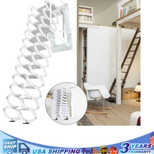 White Wall Mounted Folding Loft Ladder Stairs Attic Ladder Loft Stairs 882 lbs