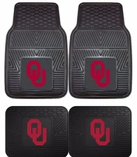 Oklahoma OU Sooner Heavy Duty Car Truck Floor Mats 2 & 4 Piece Sets - Solid Red