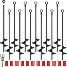 Heavy Duty 18" Spiral Ground Anchors Kit for Tents, Sheds  Trampolines - 12 Pcs