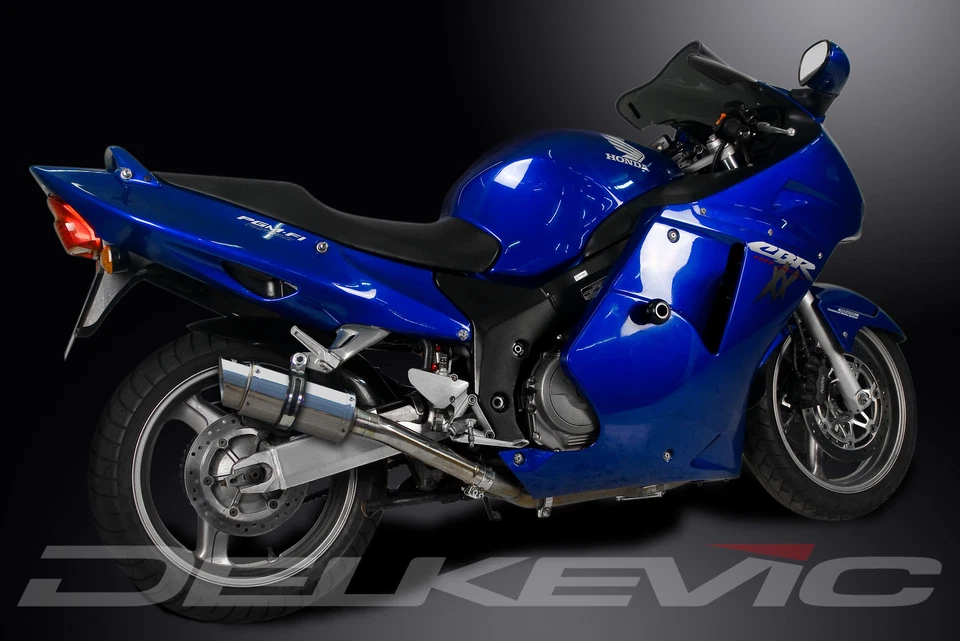 Kit silenciador de escape redondo de acero inoxidable de 8" deslizable Honda CBR1100XX Blackbird 1996-09 Foto 4 de 4