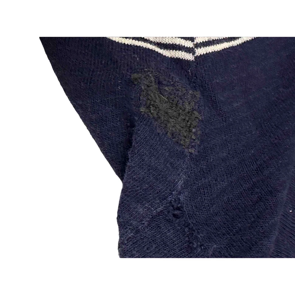 Traje de baño antiguo raro de 2 piezas para mujer de 2 tonos de algodón azul marino/blanco a rayas S/M de la década de 1920 Foto 4 de 4