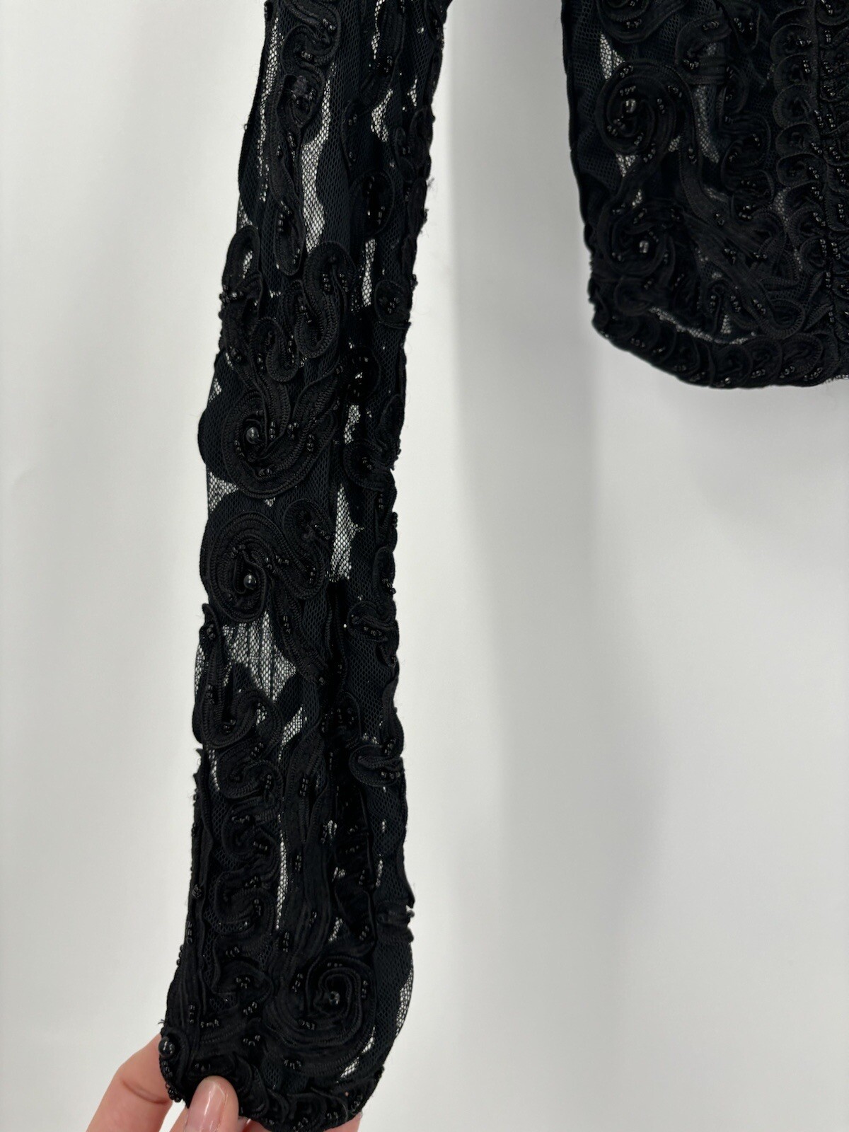 Cache Jacket Womens Medium Black Sheer Beaded But… - image 4