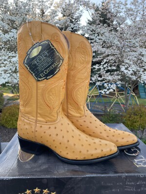 Bota Vaquera Men's size 6.5 Cowboy Boots Imit Ostrich Cowhide El General NIB