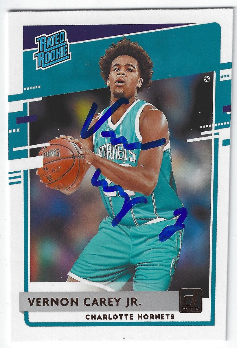 VERNON CAREY JR CHARLOTTE HORNETS SIGNED RATED ROOKIE CARD