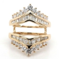 3 Ct Lab Created Diamond Wedding Enhancer Wrap Guard Ring 14k Yellow Gold Finish