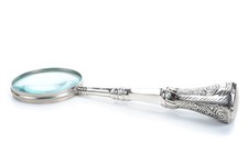 Victorian Magnifying glass with Fabulous etched Silver plate Handle