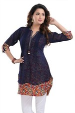 Women Ethnic Kurti Tunic Kurta Printed A-Line Shirt Dress Georgette Top SC1040R