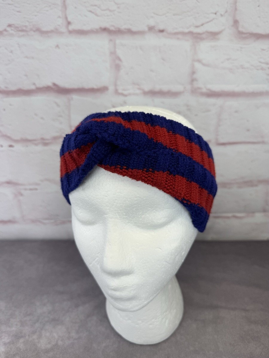 Authentic GUCCI Web Knot Knit Wool Twist Red & Blue Headband | eBay