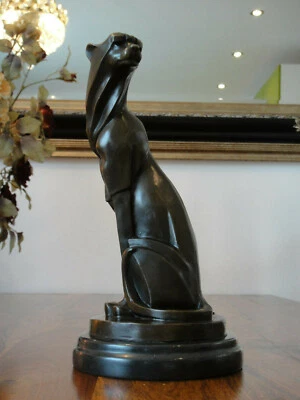 Estatua de bronce + mármol jaguar guepardo leopardo pantera puma tigre león figura de lujo