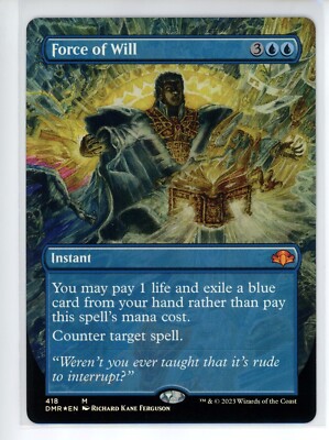 FORCE OF WILL (BORDERLESS) Dominaria Remastered FOIL #418 DMR(NM+)(MTG)