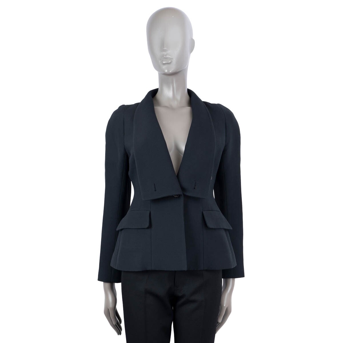 ハッピー 68814 auth CHRISTIAN DIOR midnight blue wool silk 2018 TUXEDO