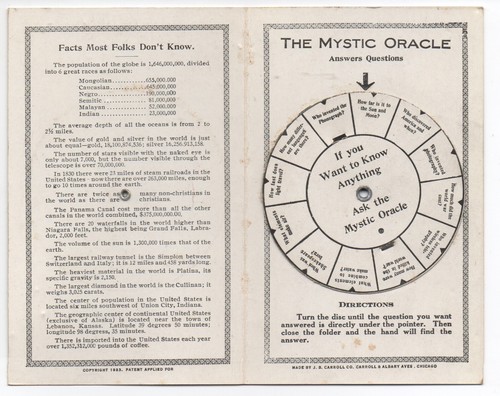 1923 The Radio Wonder or Mystic Oracle Spinner Card Answers Questions - 第 2/2 張圖片