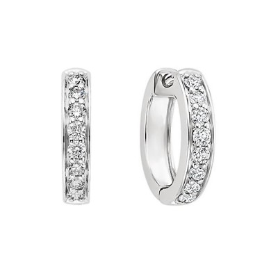 1/2 CT Rundschliff Moissanit 14K Weiß Vergoldet Silber Huggies Creolen