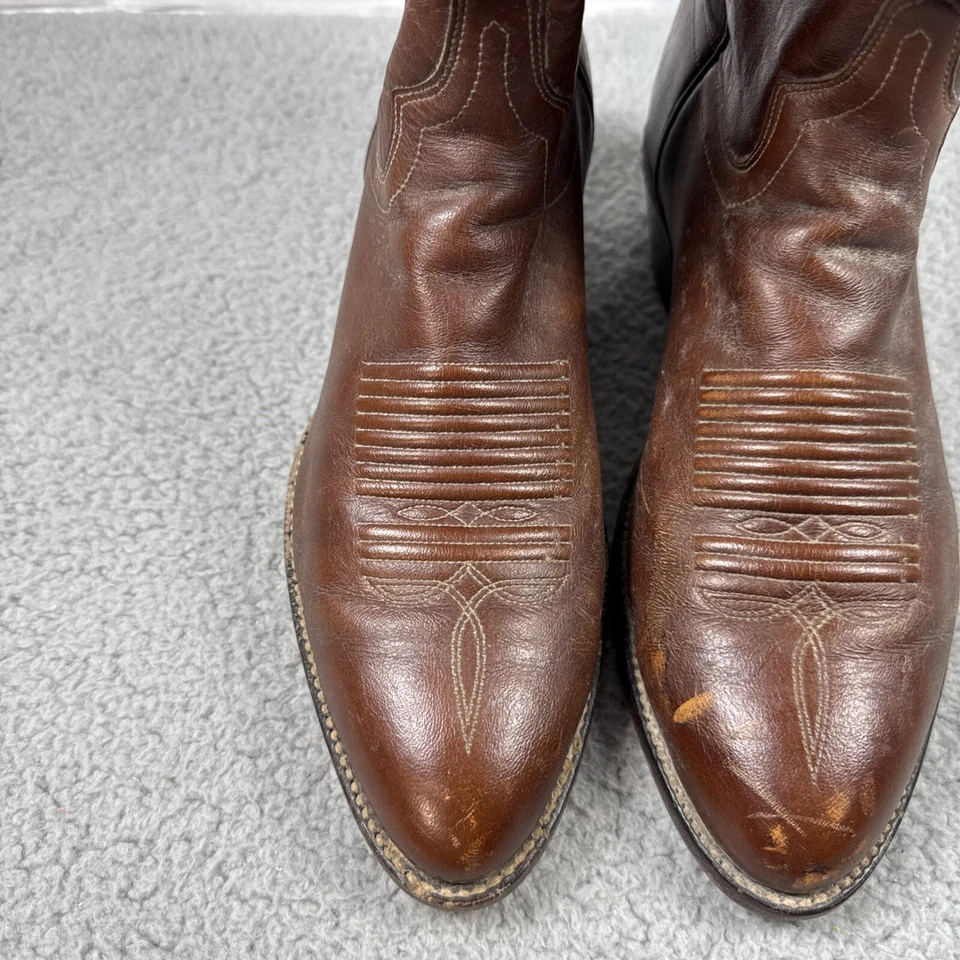 El Dorado Brown Leather Western Cowboy Boots 9201 Hand Made USA Men's Size 10 D - Image 4 of 4