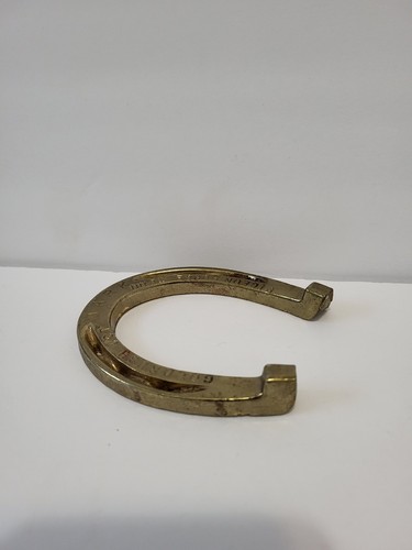 Souvenir ferro di cavallo ottone giunzione corsa oro vintage piccione fucina marchio Hollywood - Foto 4 di 5