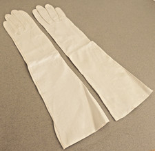 Vtg White Leather Long Gloves I. Magnin by Lionel Le Grand Made in France Sz 6