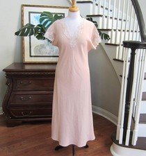 Natori Women's Pink Short Sleeve Full Length Lace Trim Nightgown Women's Size M