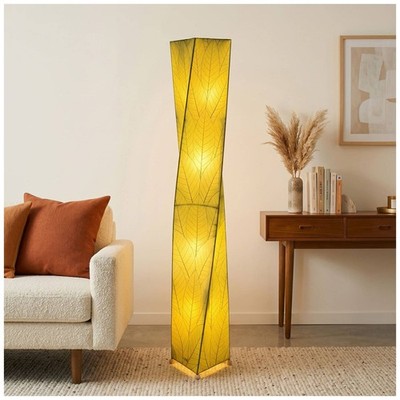 Eangee Twist 72'' High Green Cocoa Leaves Giant Tower Floor Lamp