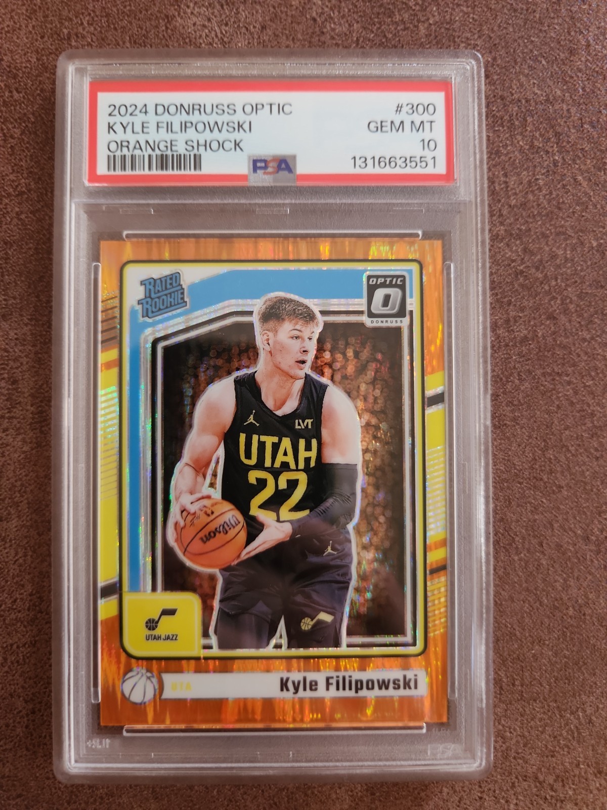 2024 Optic Kyle Filipowski Orange Shock Rated Rookie 125/225 SP PSA 10!! POP 2!