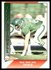 1991 PACIFIC FOOTBALL CARD JEFF CRISWELL #378 NEW YORK JETS 4447