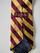 Brooks Brothers Silk Necktie Burgundy Gold Rep Stripe Classic Varsity Preppy