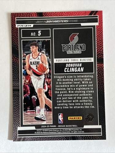 2024-25 Panini Mosaic Donovan Clingan RC Rookie Jam Masters Silver Prizm SP - Picture 2 of 2