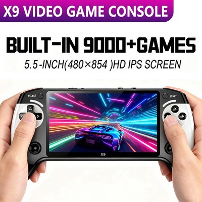 X9 Handheld Game Console 2000+ Games 5.5 Inch 1500mAh Retro Video Game Player