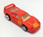 Vintage 1988 Hot Wheels Red Ferrari F 40 Diecast Car - Opening back Engine Hatch