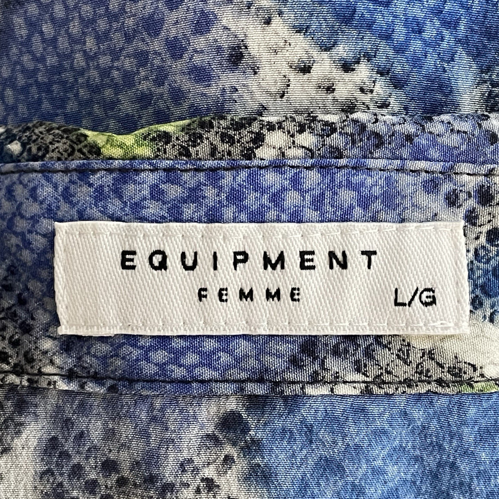 Equipment Size Large Blue Green Python Print Silk… - image 6